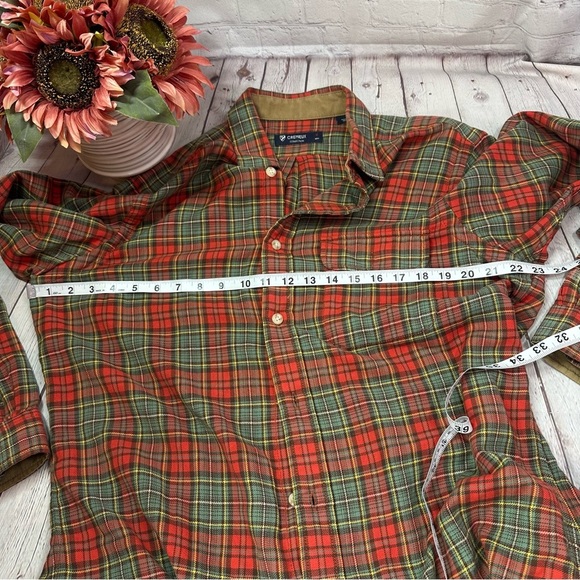 Daniel Cremieux tan Red plaid cotton flannel Casual Button Down Shirt sz M - Picture 5 of 8